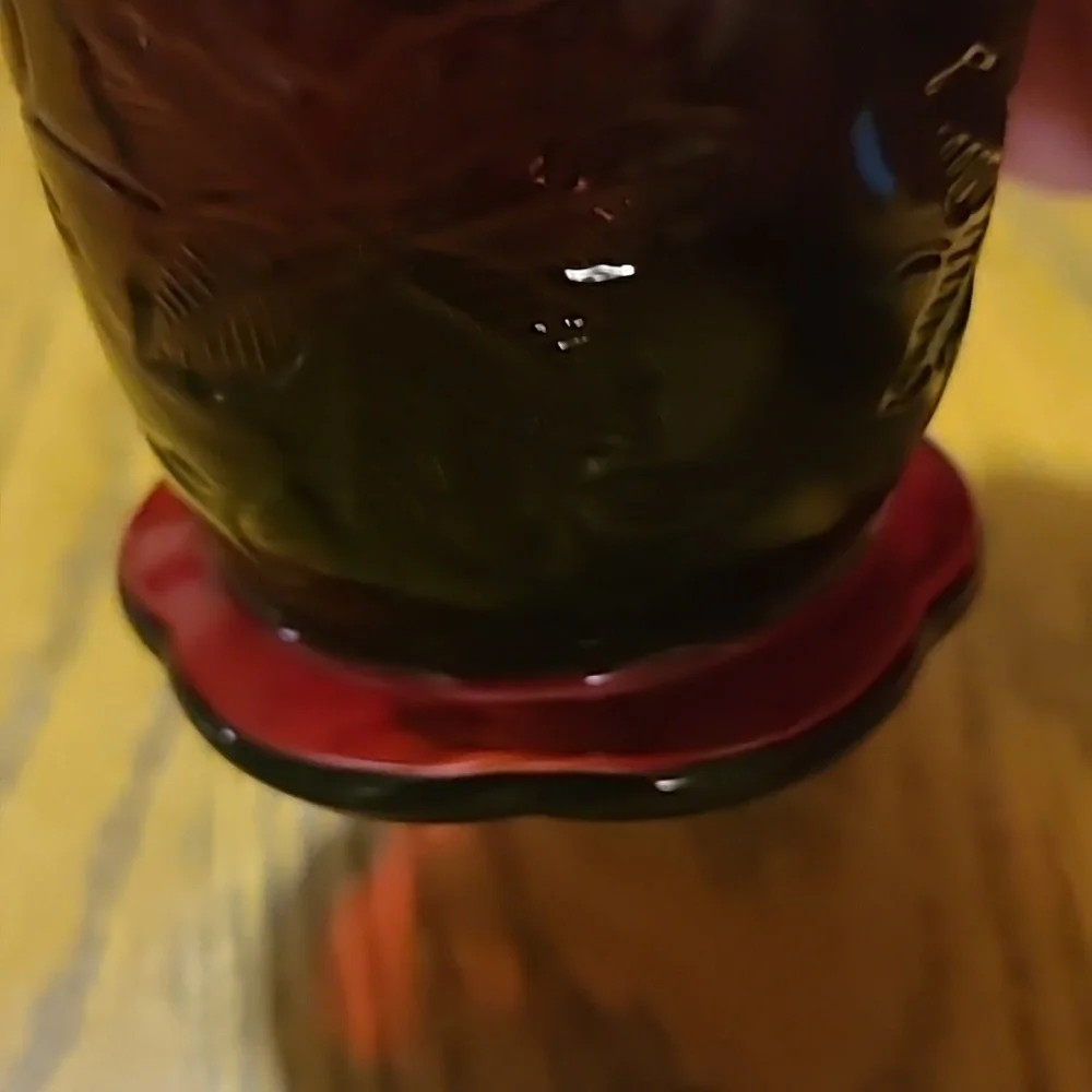 Princess House Fantasia Red Glass Candle Holder 3.5